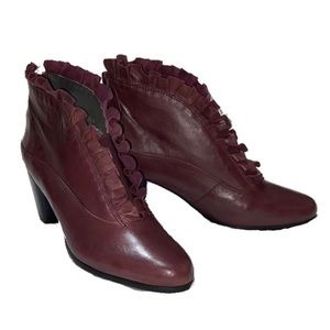 Victorian style burgundy/wine/ox blood color leather ankle boot